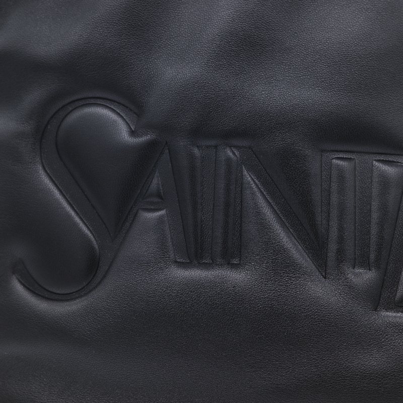 Saint Laurent 聖羅蘭 Puffer logo 黑色 壓花羊皮 托特包 肩背包-8