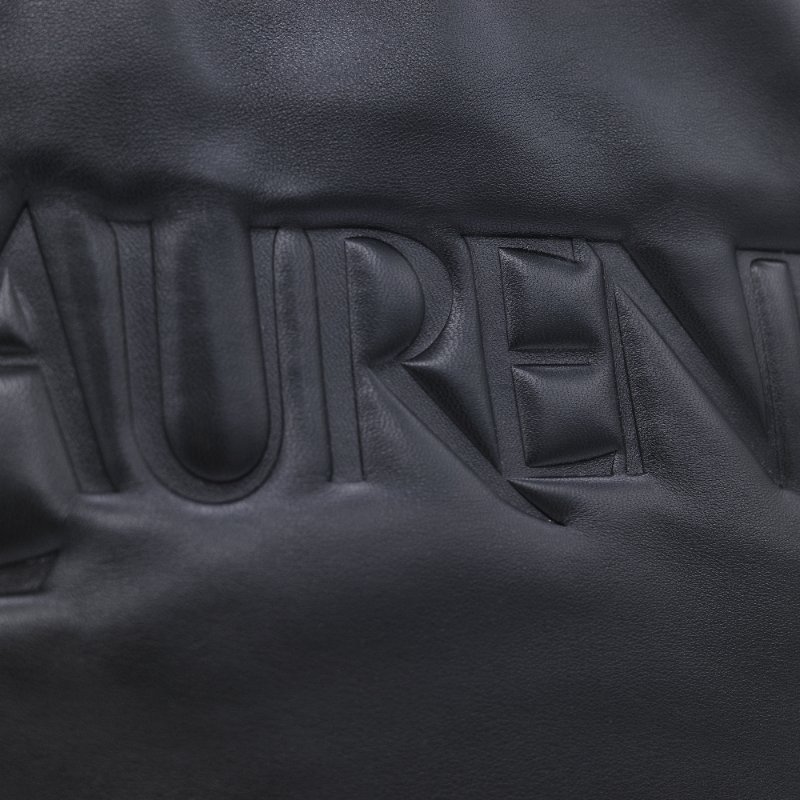 Saint Laurent 聖羅蘭 Puffer logo 黑色 壓花羊皮 托特包 肩背包-9