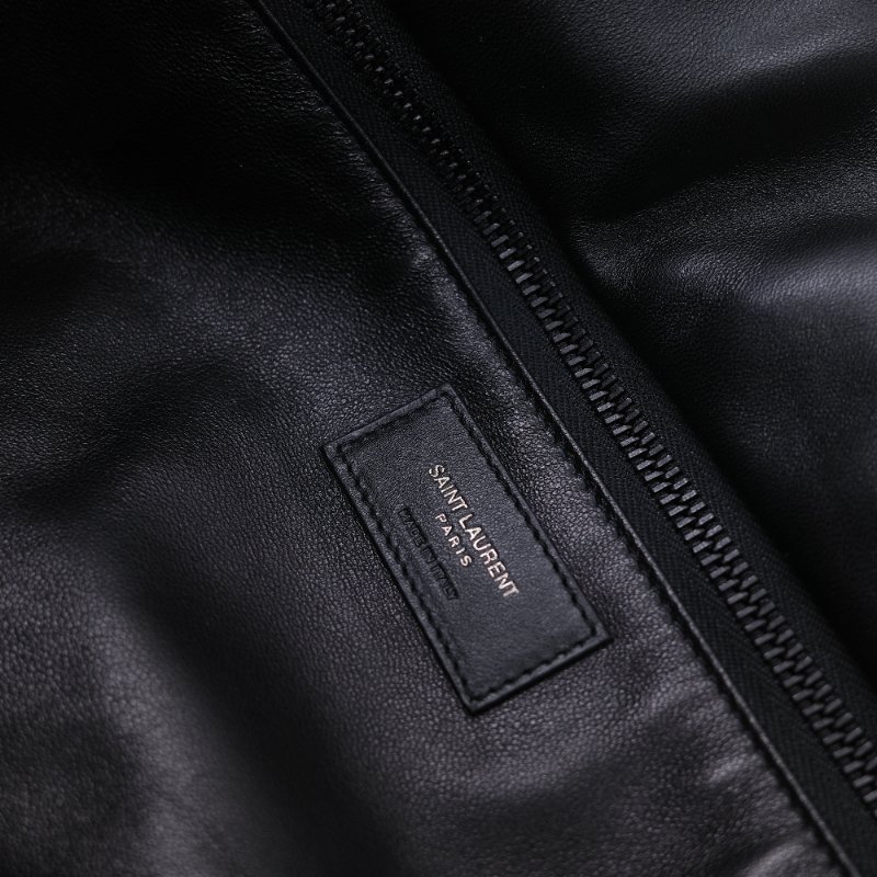 Saint Laurent 聖羅蘭 Puffer logo 黑色 壓花羊皮 托特包 肩背包-17