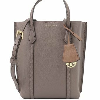 快速出貨！【TORY BURCH】素面皮革肩背托特包-岩石灰