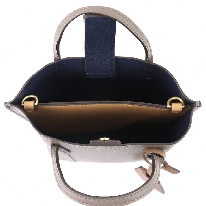 快速出貨！【TORY BURCH】素面皮革肩背托特包-岩石灰-3