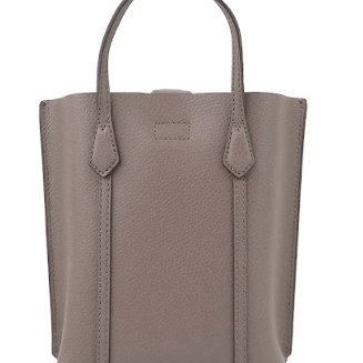 快速出貨！【TORY BURCH】素面皮革肩背托特包-岩石灰-6