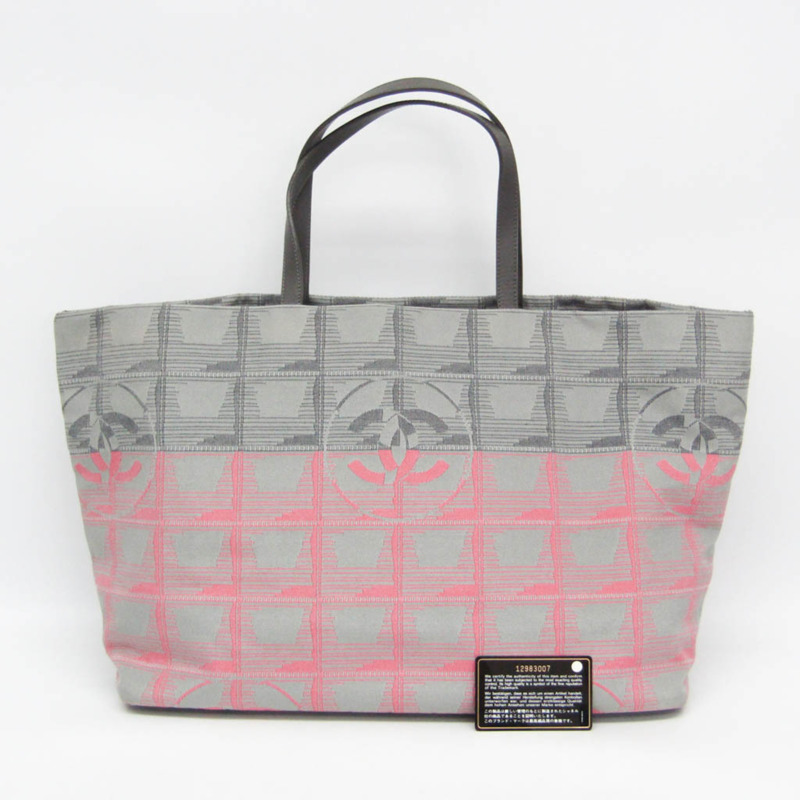 香奈兒新旅行系列女士尼龍帆布手提包 灰色、粉紅色-1