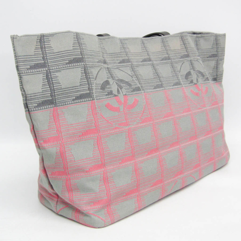 香奈兒新旅行系列女士尼龍帆布手提包 灰色、粉紅色-6