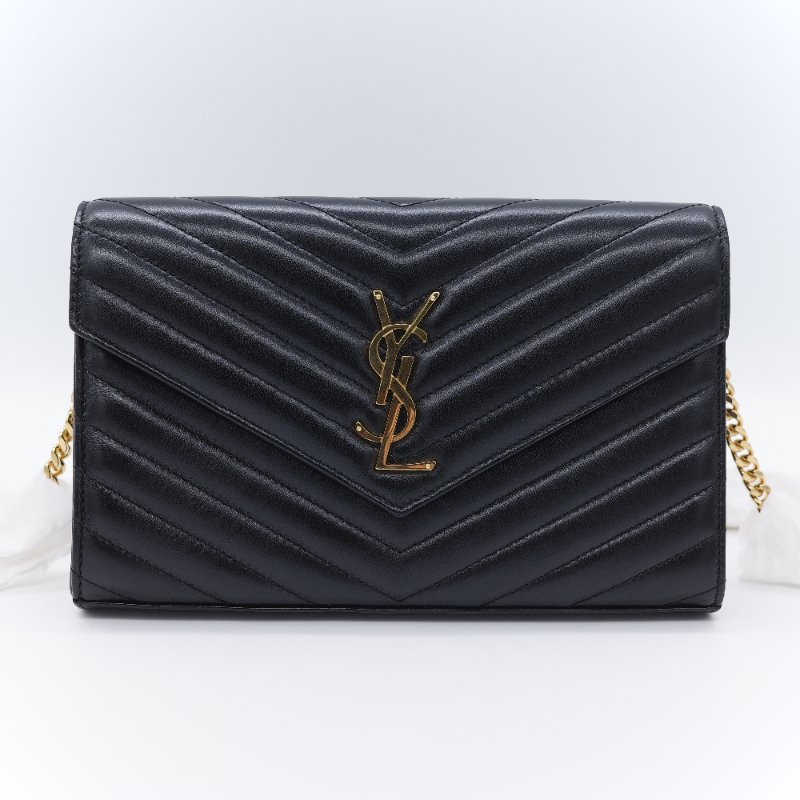 Saint Laurent 聖羅蘭 Cassandre Matelasse 黑色小羊皮 信封翻蓋 鏈條斜背包-1