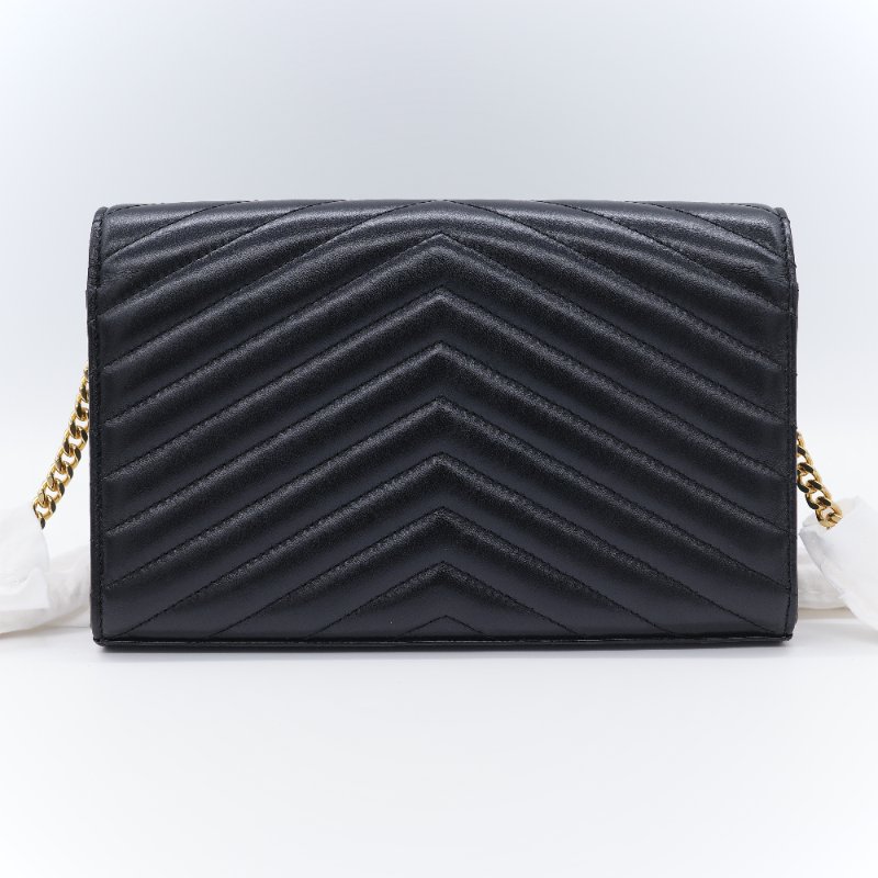Saint Laurent 聖羅蘭 Cassandre Matelasse 黑色小羊皮 信封翻蓋 鏈條斜背包-4