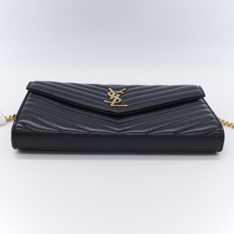 Saint Laurent 聖羅蘭 Cassandre Matelasse 黑色小羊皮 信封翻蓋 鏈條斜背包-6