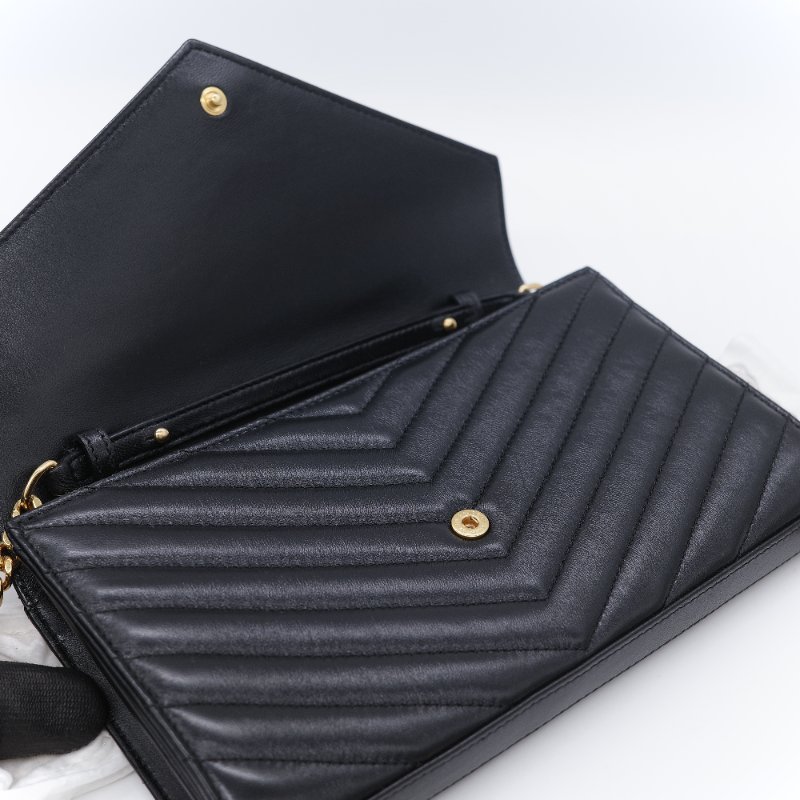 Saint Laurent 聖羅蘭 Cassandre Matelasse 黑色小羊皮 信封翻蓋 鏈條斜背包-10