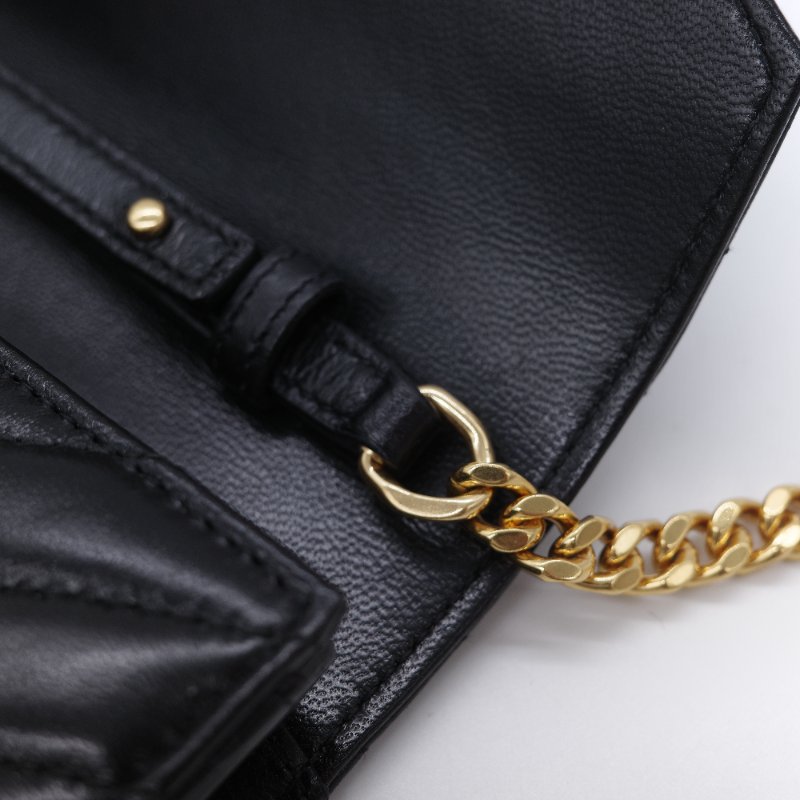 Saint Laurent 聖羅蘭 Cassandre Matelasse 黑色小羊皮 信封翻蓋 鏈條斜背包-14