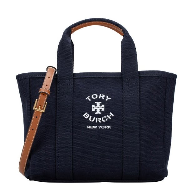 快速出貨!【TORY BURCH】素面帆布兩用包-深藍色-2