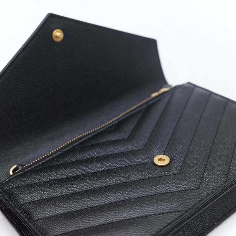 Saint Laurent 聖羅蘭 經典山型紋 黑色 小牛皮鍊帶錢包 肩背包 鍊條包-7