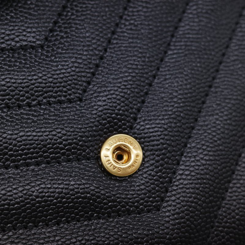 Saint Laurent 聖羅蘭 經典山型紋 黑色 小牛皮鍊帶錢包 肩背包 鍊條包-8