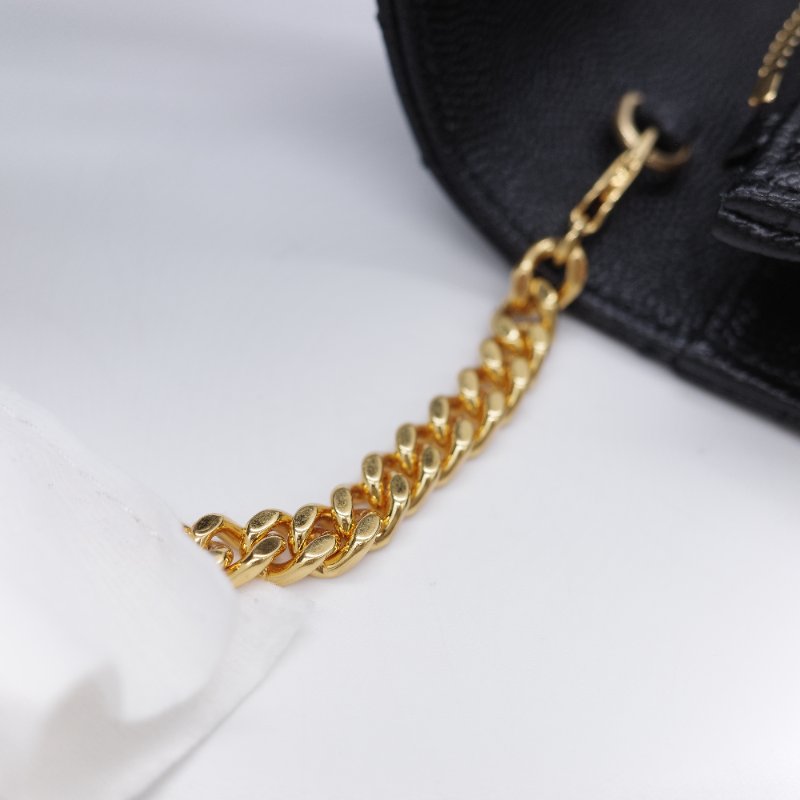 Saint Laurent 聖羅蘭 經典山型紋 黑色 小牛皮鍊帶錢包 肩背包 鍊條包-9