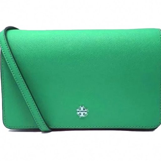 快速出貨！【TORY BURCH】雙TLOGO皮革翻蓋斜背包-綠色-2