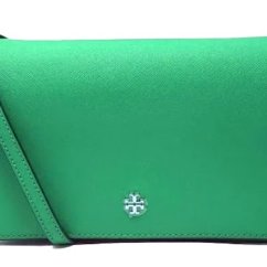 快速出貨！【TORY BURCH】雙TLOGO皮革翻蓋斜背包-綠色-4