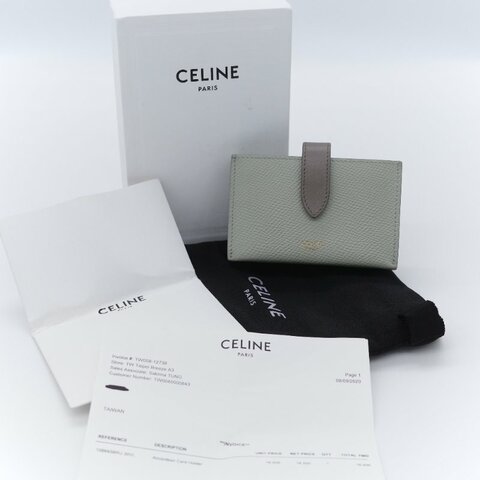 Celine 思琳 Small Strap 拼色 顆粒紋小牛皮 雙色風琴卡夾
