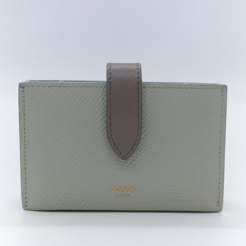 Celine 思琳 Small Strap 拼色 顆粒紋小牛皮 雙色風琴卡夾-1