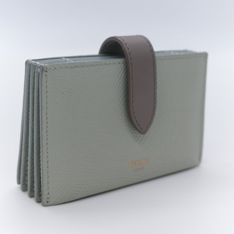 Celine 思琳 Small Strap 拼色 顆粒紋小牛皮 雙色風琴卡夾-2