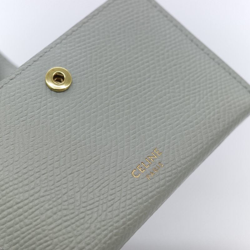 Celine 思琳 Small Strap 拼色 顆粒紋小牛皮 雙色風琴卡夾-10