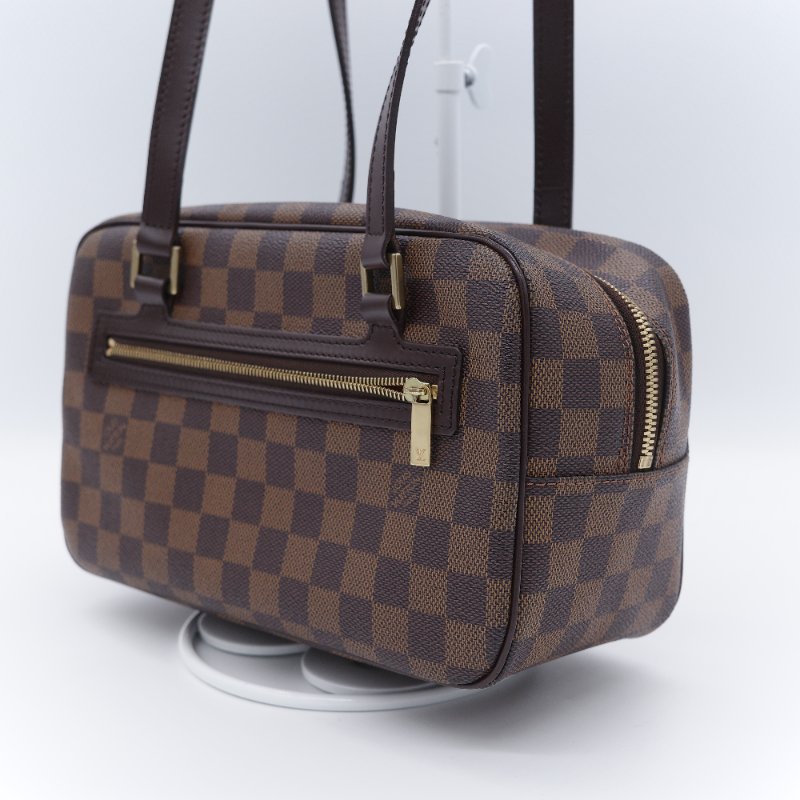 Louis Vuitton 路易威登 Damier Cité MM 經典棕色 棋盤格紋 帆布 牛皮 中號 手提包 肩背包 腋下包-4