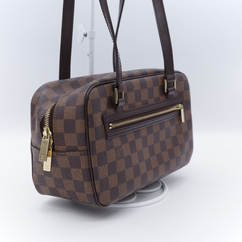 Louis Vuitton 路易威登 Damier Cité MM 經典棕色 棋盤格紋 帆布 牛皮 中號 手提包 肩背包 腋下包-6