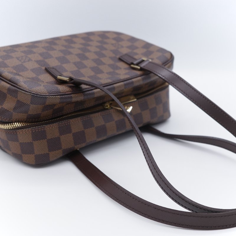 Louis Vuitton 路易威登 Damier Cité MM 經典棕色 棋盤格紋 帆布 牛皮 中號 手提包 肩背包 腋下包-9