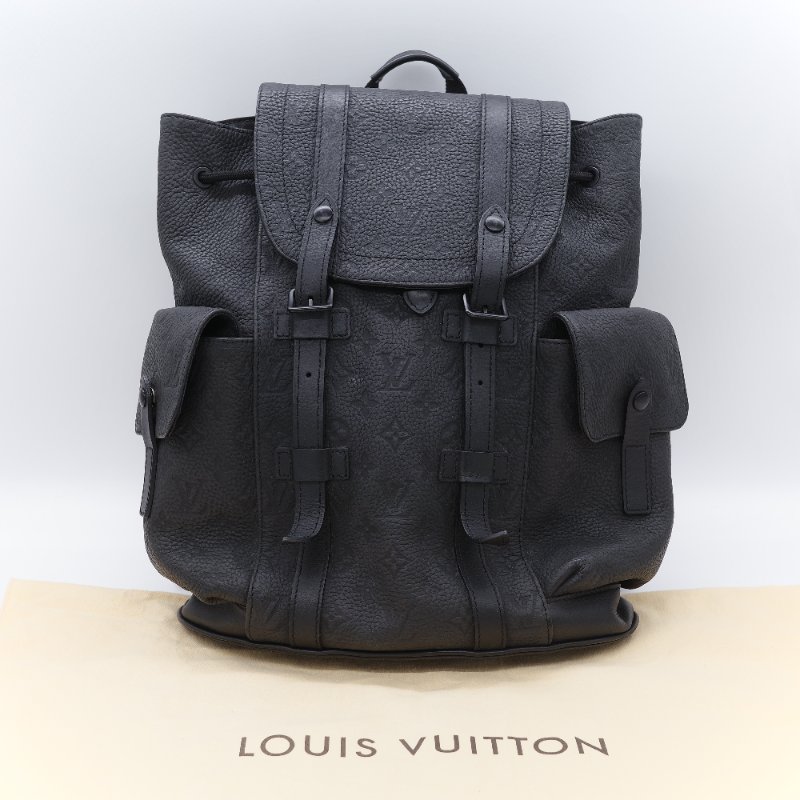 Louis Vuitton 路易威登 Christopher PM 黑色 顆粒小牛皮壓花登山後背包-0