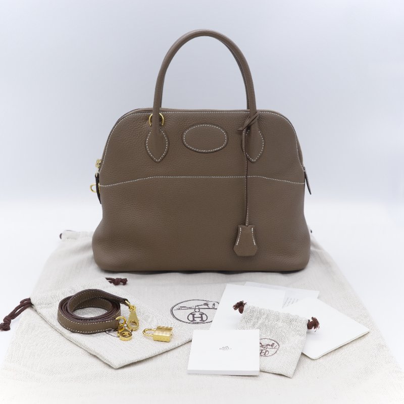 Hermès 愛馬仕 Bolide 31 大象灰 TC 皮 牛皮 手提包 保齡球包-0