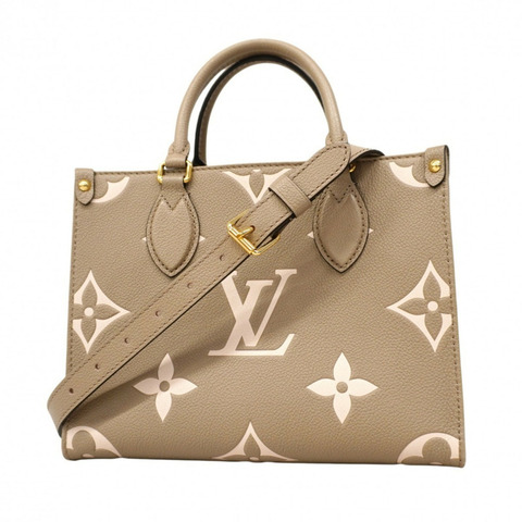 路易威登 Monogram Empreinte 雙色 OnTheGo PM 手提包 M45779 Tourtreille Crème 女士兩用包