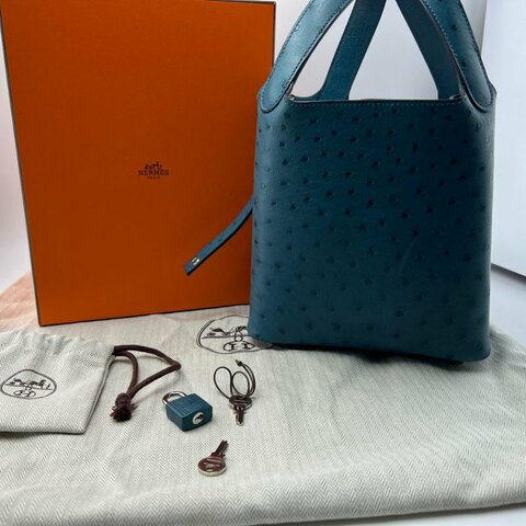 Hermès 珍稀鴕鳥皮手提水桶包