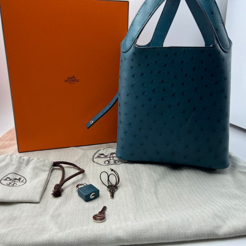 Hermès 珍稀鴕鳥皮手提水桶包-0