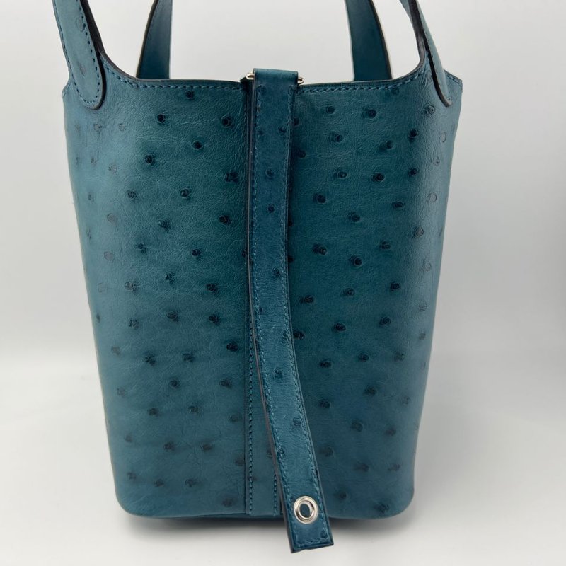 Hermès 珍稀鴕鳥皮手提水桶包-7
