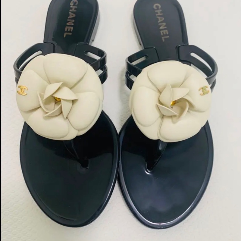 Chanel 香奈兒經典山茶花涼鞋37號-0