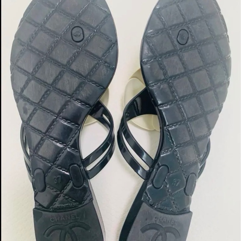 Chanel 香奈兒經典山茶花涼鞋37號-14
