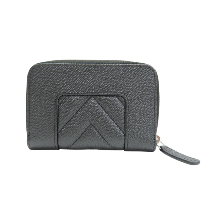 黑色 荔枝紋 牛皮 Mademoiselle 拉鍊 零錢包【CHANEL 香奈兒】 A80968-1