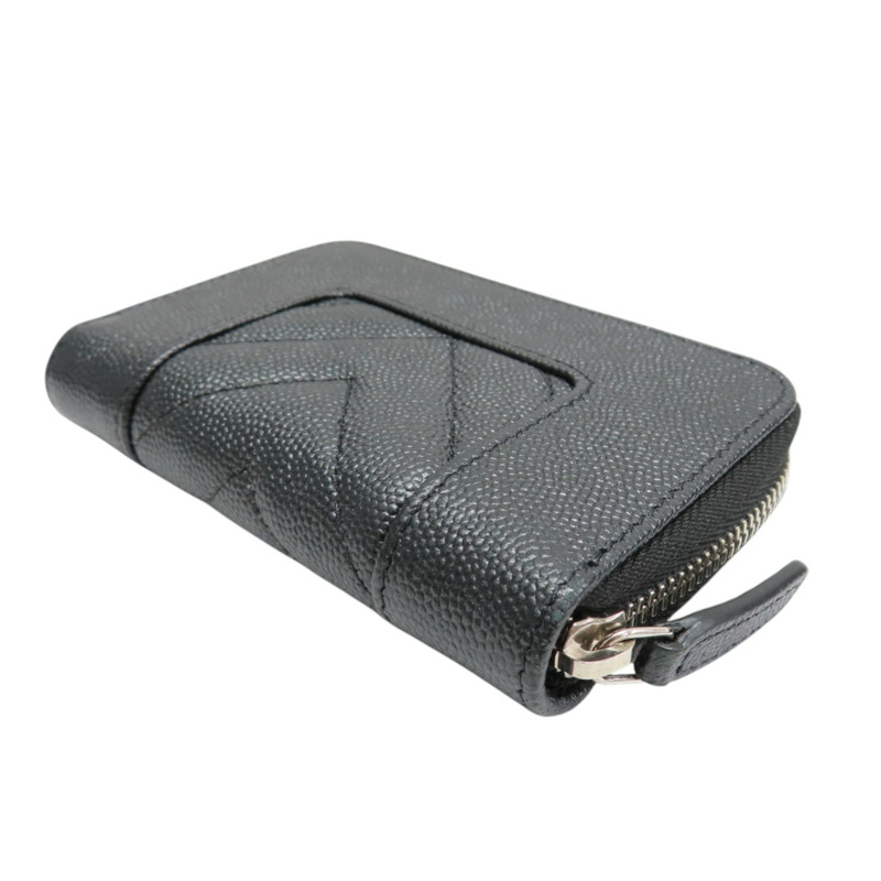 黑色 荔枝紋 牛皮 Mademoiselle 拉鍊 零錢包【CHANEL 香奈兒】 A80968-3