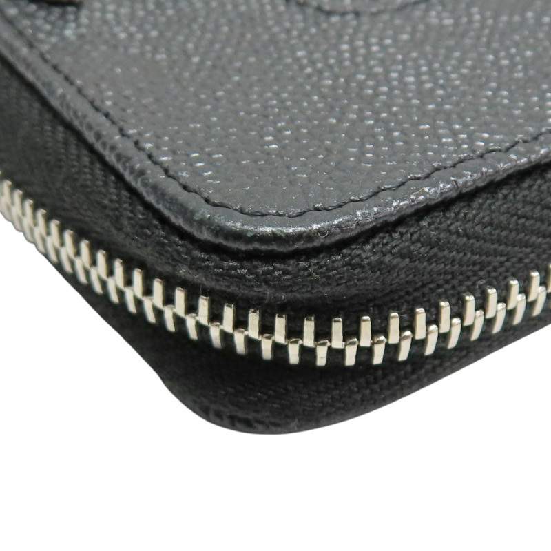 黑色 荔枝紋 牛皮 Mademoiselle 拉鍊 零錢包【CHANEL 香奈兒】 A80968-12