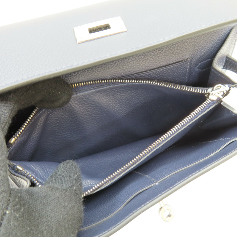 午夜藍 Evercolor牛皮 Kelly To Go Wallet 肩背包 K刻 銀扣【HERMES 愛馬仕】-5