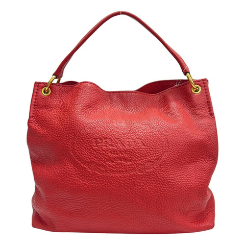 紅色 牛皮 Vitello Phenix Hobo 肩背包【PRADA 普拉達】 BN2097