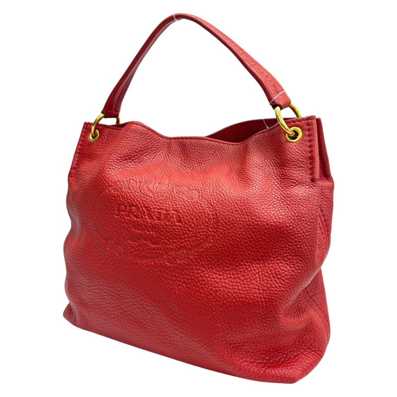 紅色 牛皮 Vitello Phenix Hobo 肩背包【PRADA 普拉達】 BN2097-1