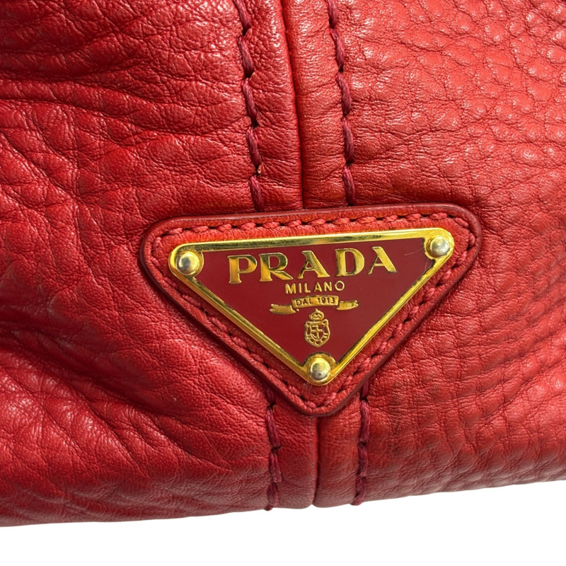 紅色 牛皮 Vitello Phenix Hobo 肩背包【PRADA 普拉達】 BN2097-6