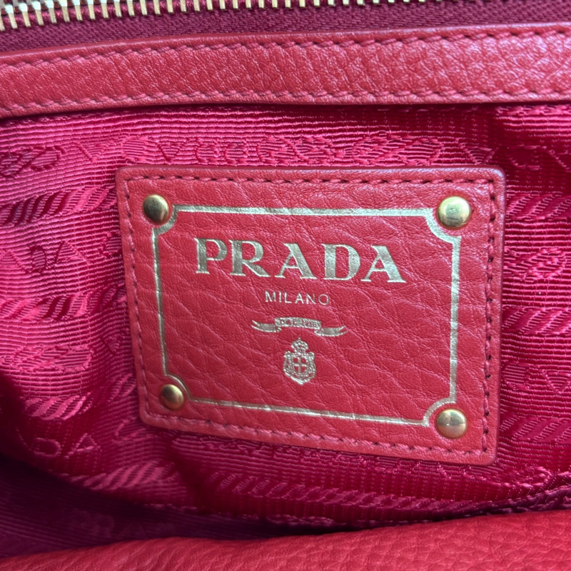 紅色 牛皮 Vitello Phenix Hobo 肩背包【PRADA 普拉達】 BN2097-7
