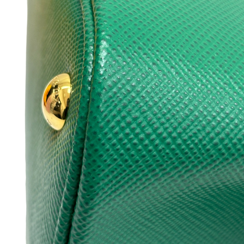 綠色 Saffiano 防刮牛皮 Double 两用包【PRADA 普拉達】 1BG443-10