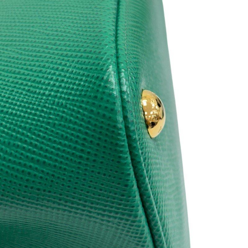 綠色 Saffiano 防刮牛皮 Double 两用包【PRADA 普拉達】 1BG443-11