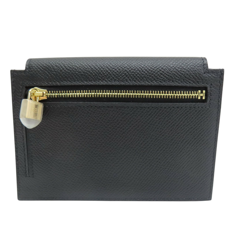 黑色 Epsom牛皮 Kelly Pocket Slim 短夾 Y刻 金釦【HERMES 愛馬仕】 H079001CC89-1