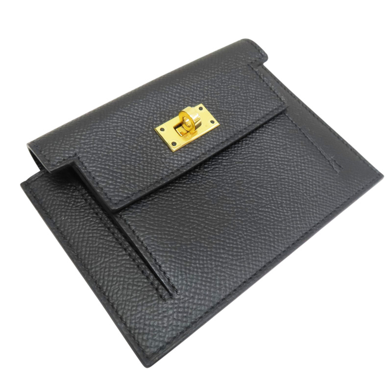 黑色 Epsom牛皮 Kelly Pocket Slim 短夾 Y刻 金釦【HERMES 愛馬仕】 H079001CC89-2