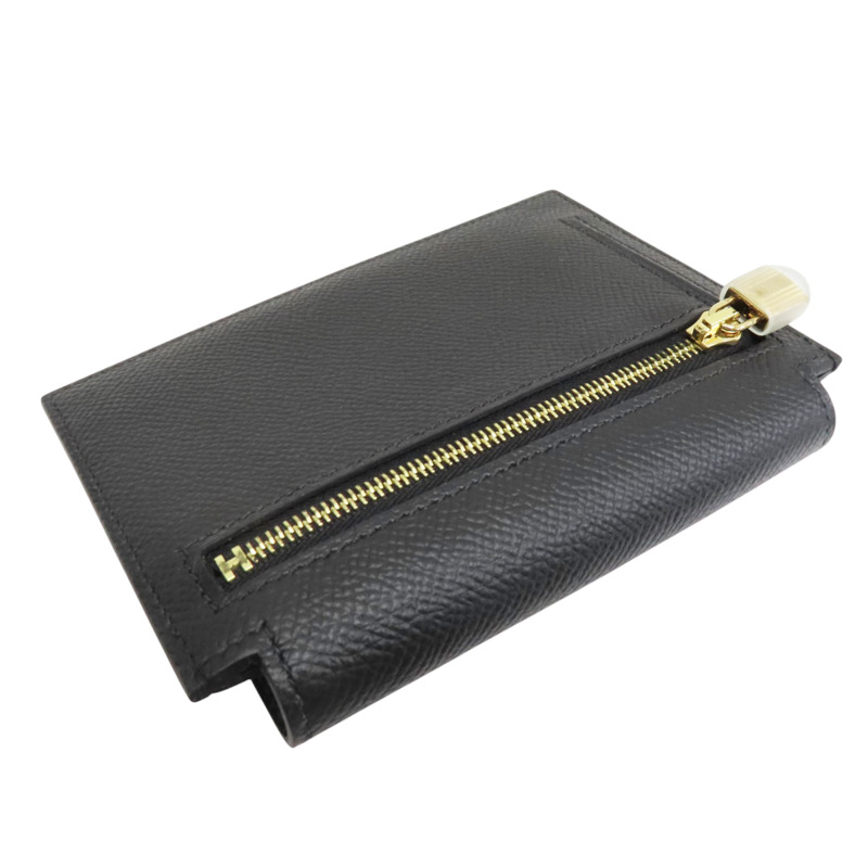 黑色 Epsom牛皮 Kelly Pocket Slim 短夾 Y刻 金釦【HERMES 愛馬仕】 H079001CC89-3