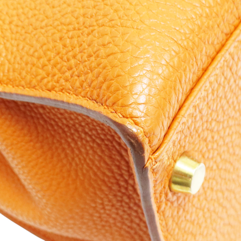 橘色 Clemence牛皮 Kelly 32 凱莉包 兩用包 口H刻 金釦 (無鎖頭)【HERMES 愛馬仕】-11