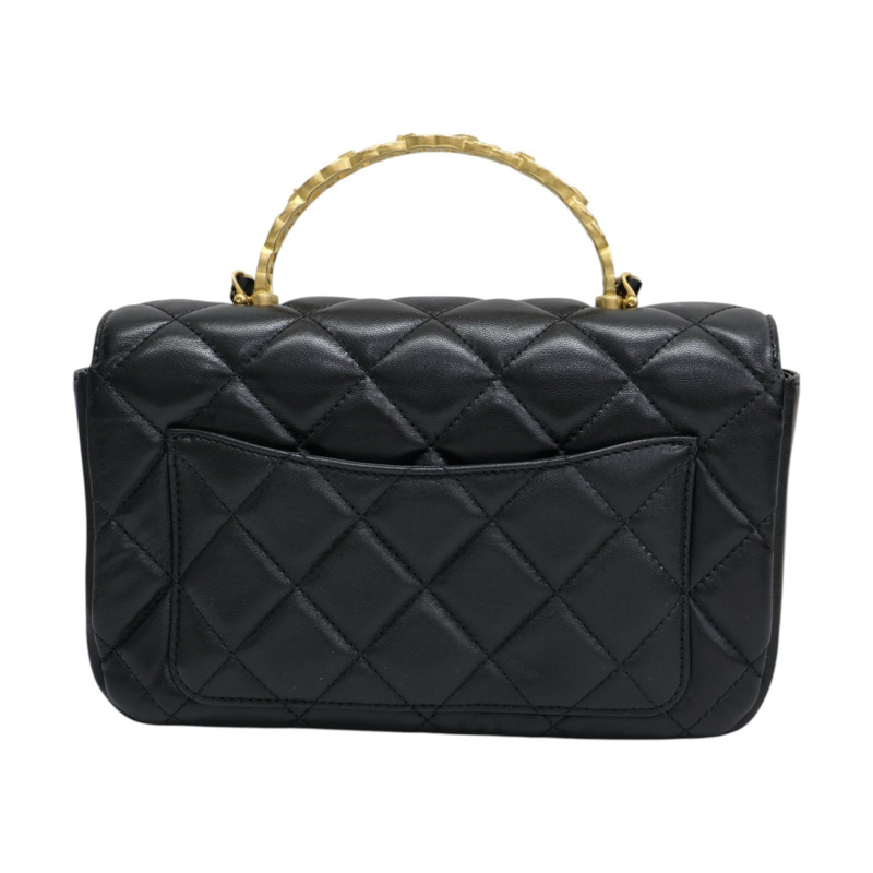 黑色 菱格紋 羊皮 Mini 手提翻蓋包 肩背包【CHANEL 香奈兒】 AS4808-1