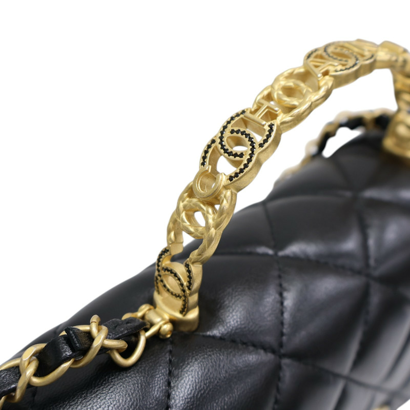 黑色 菱格紋 羊皮 Mini 手提翻蓋包 肩背包【CHANEL 香奈兒】 AS4808-10